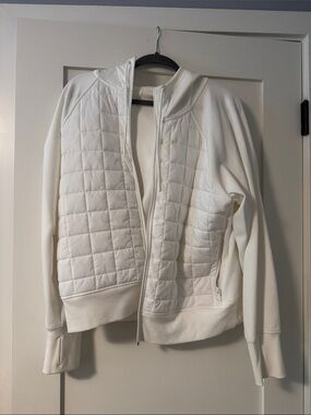 Old Navy White Quilted Bomber Jacket with Hood